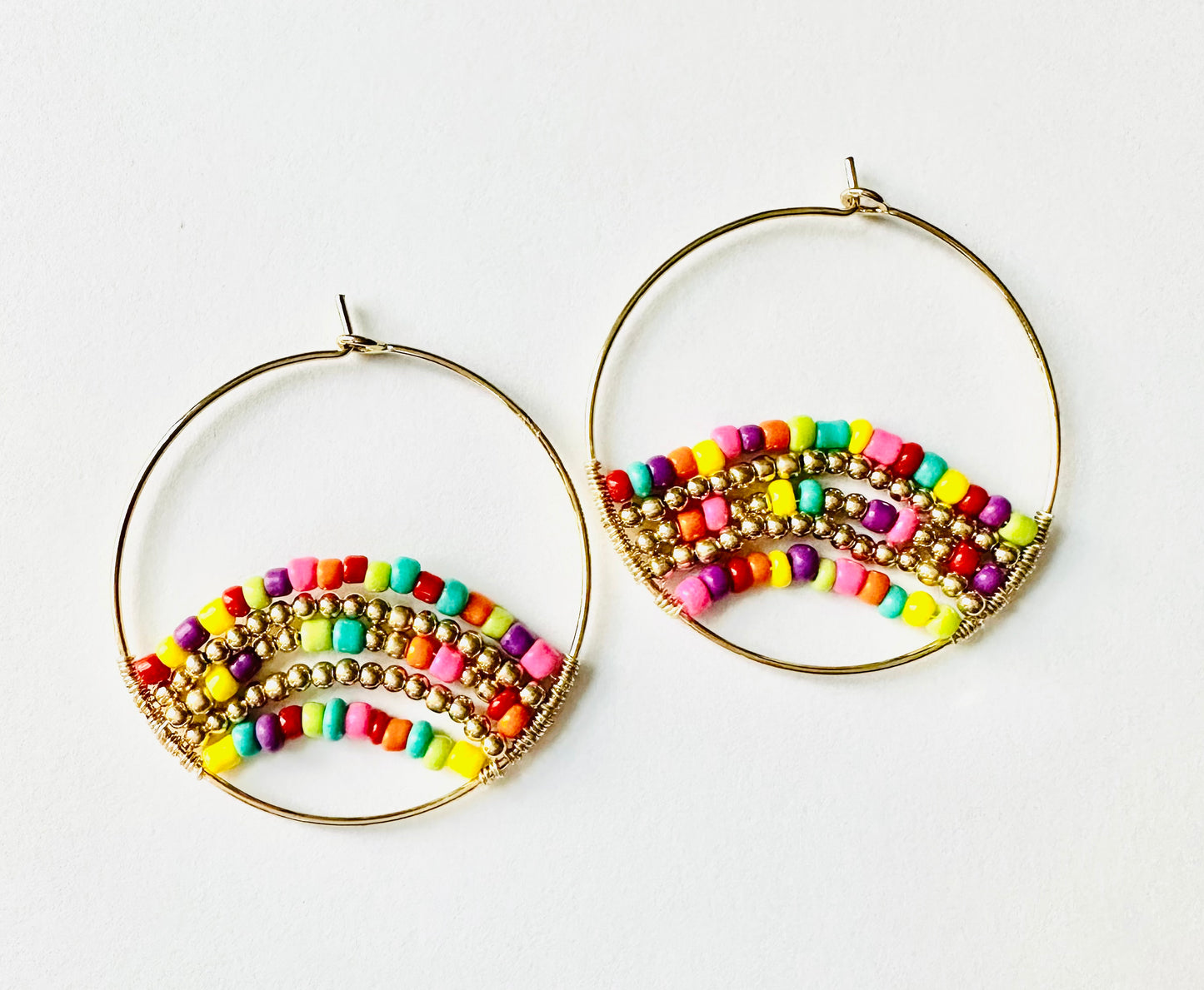 Gold Filled Colorful Hoop Earrings