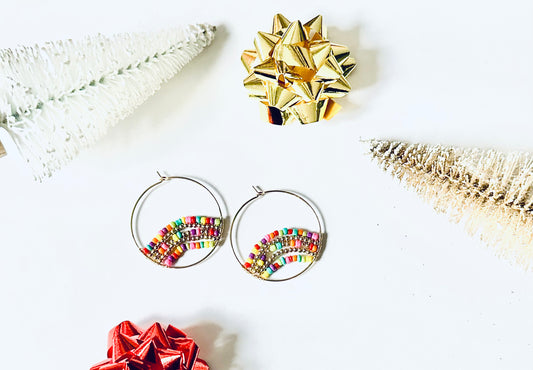 Gold Filled Colorful Hoop Earrings