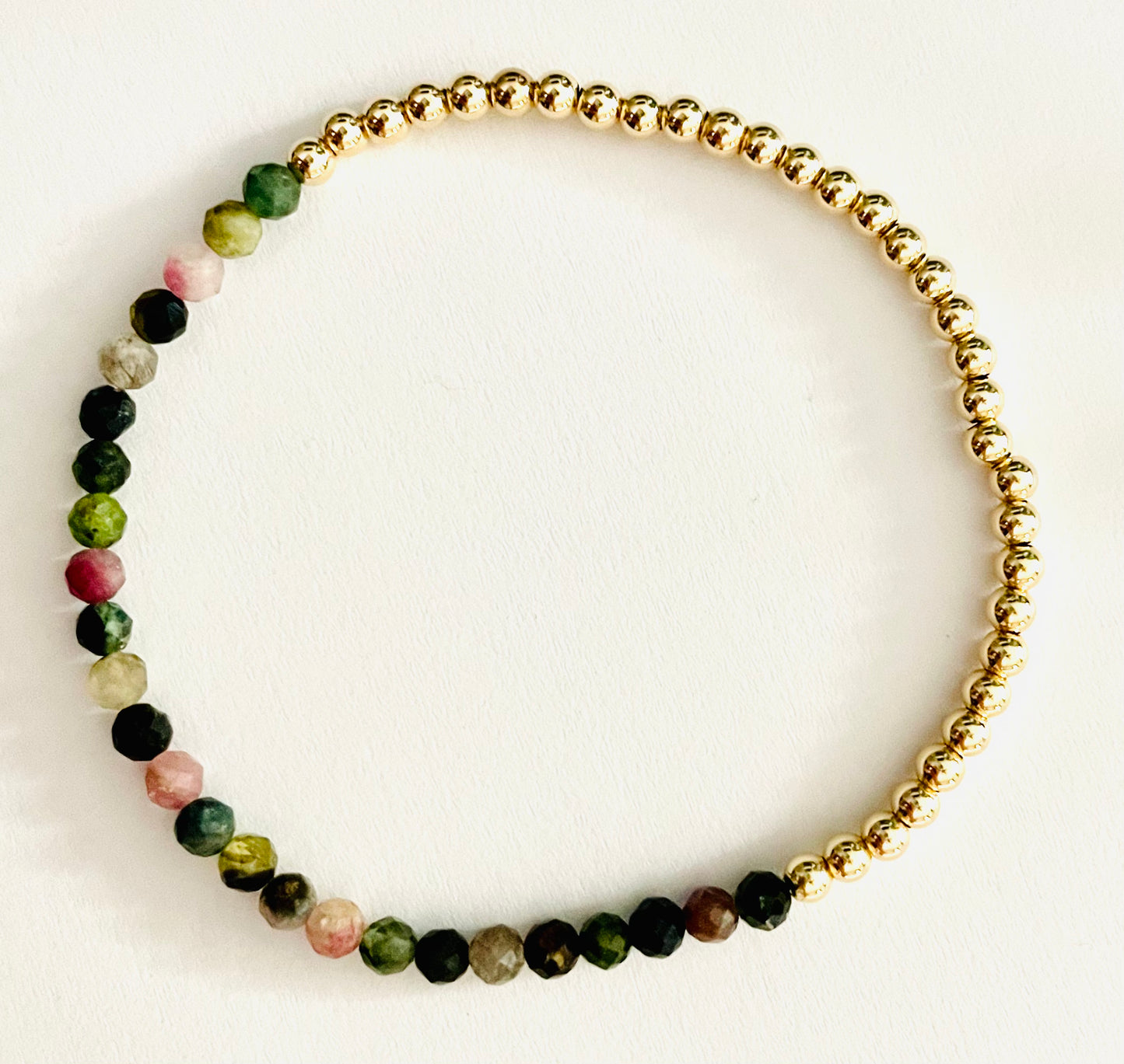 Half Gemstone Half Gold Bracelet