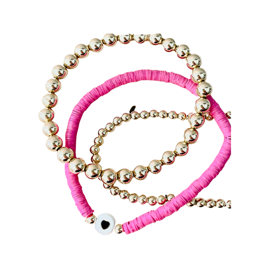 Pink and Gold Love Bracelet Stack