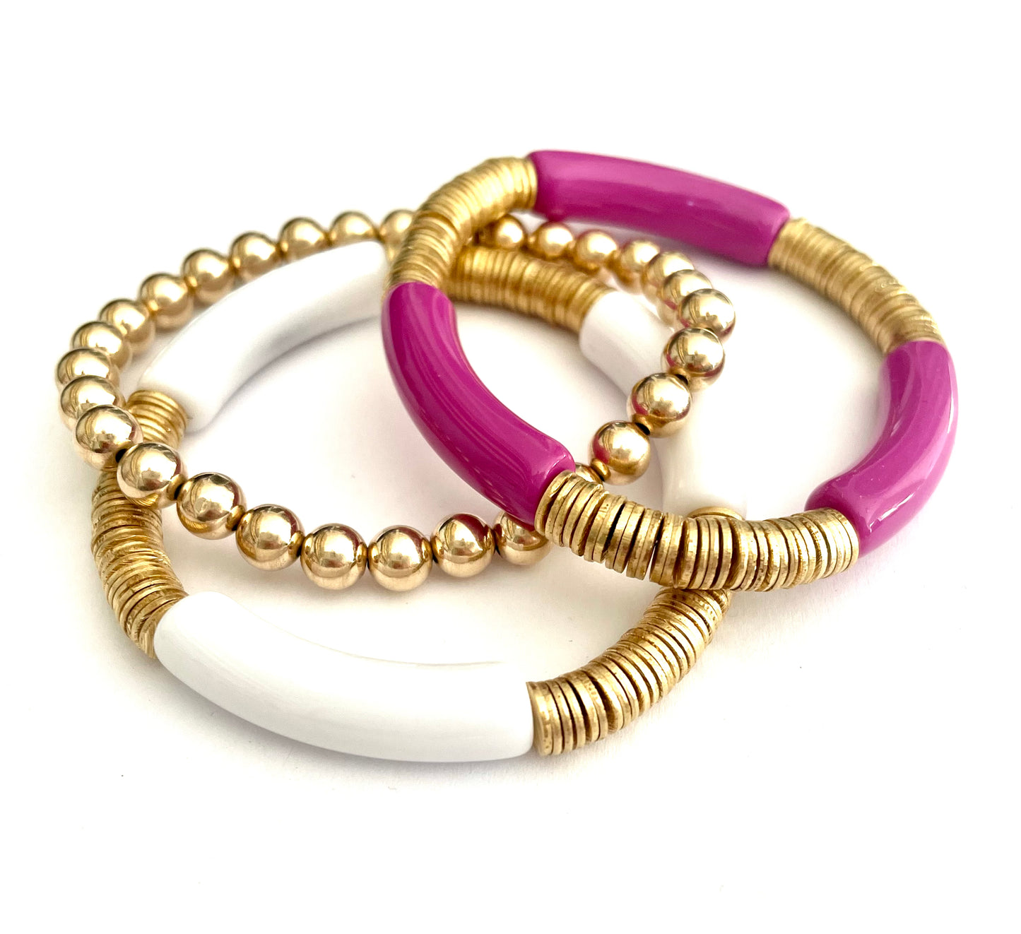 Acrylic and Gold Disc Bangle