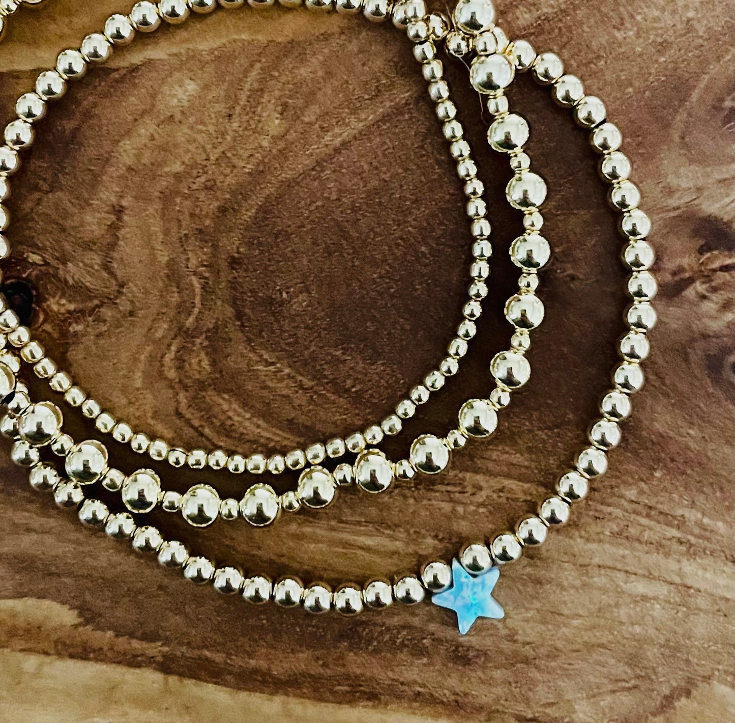 Blue Opal Star Beaded Bracelet