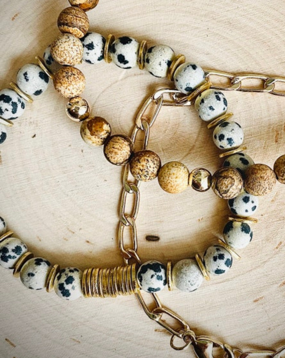 Dalmatian Jasper Beaded Bracelet