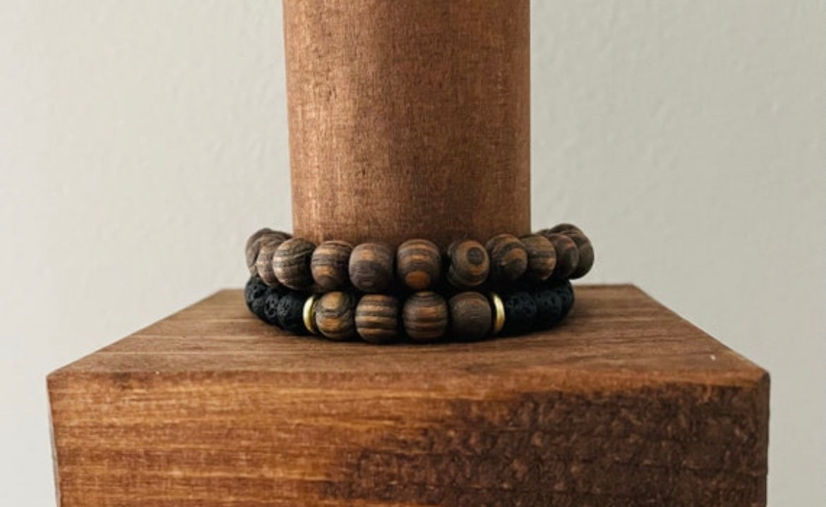 Dark Wood Beaded Bracelet