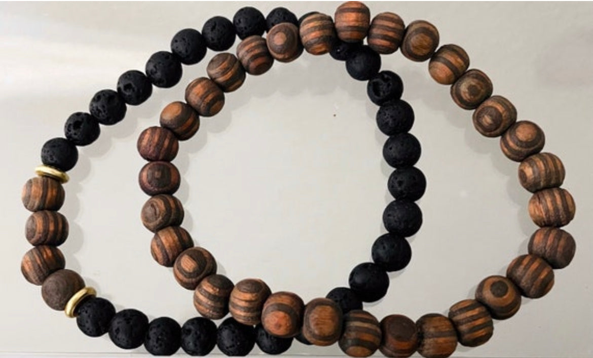 Dark Wood Beaded Bracelet