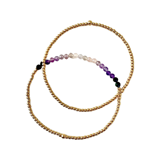 Ombré Amethyst and Gold Stretch Bracelet