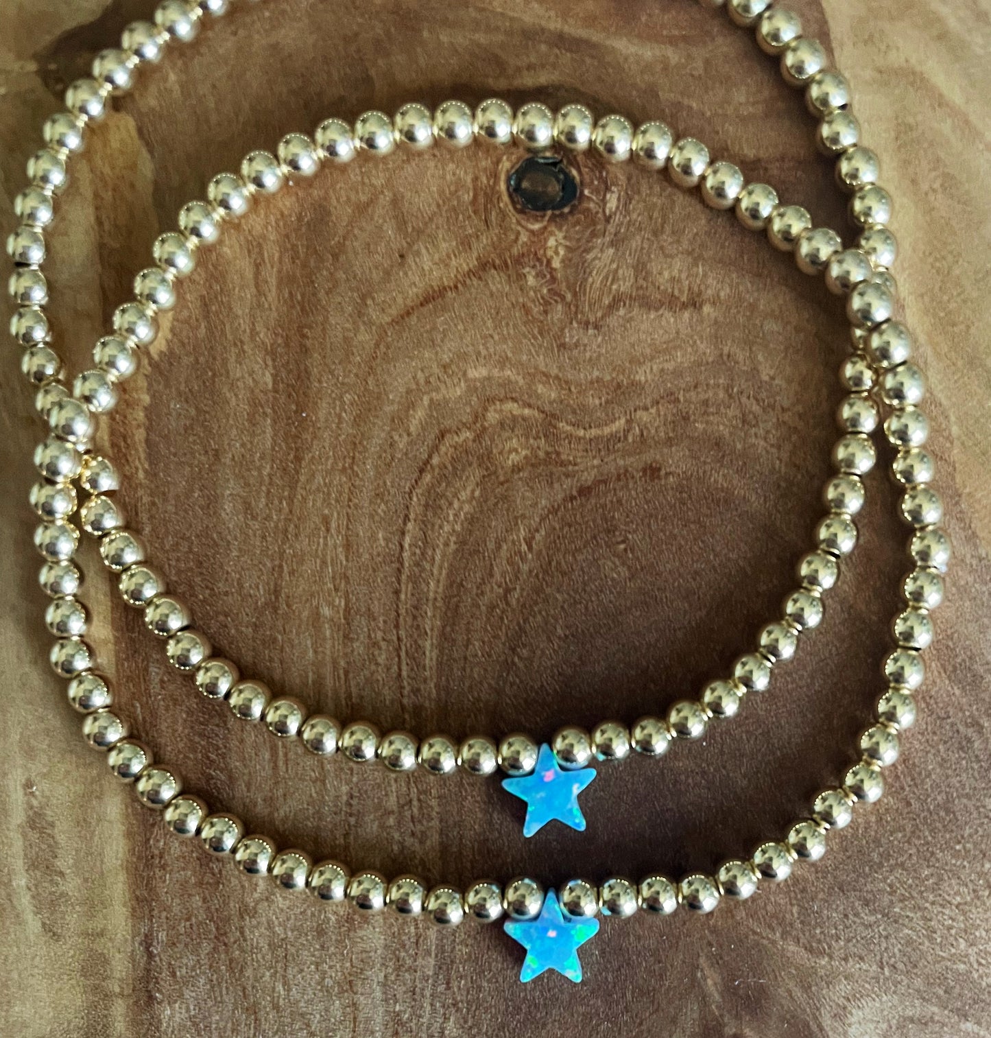 Blue Opal Star Beaded Bracelet