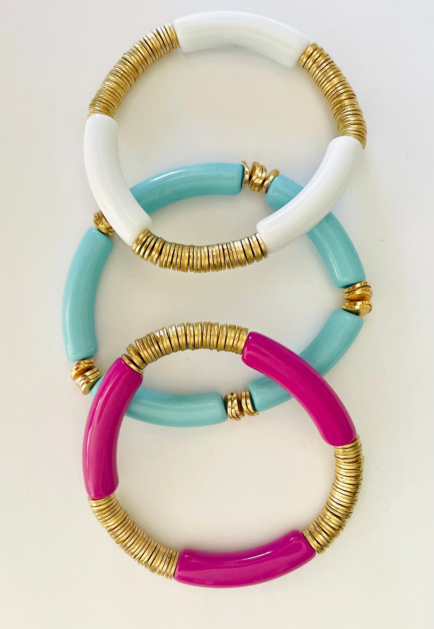 Acrylic and Gold Disc Bangle