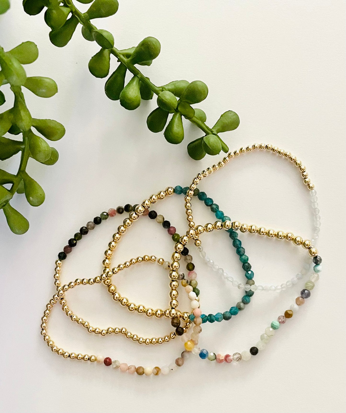 Half Gemstone Half Gold Bracelet