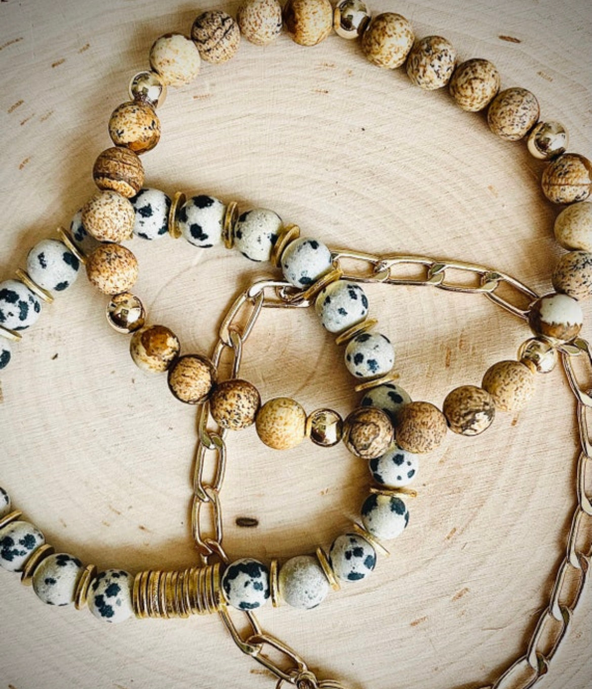 Round Jasper Beaded Bracelet