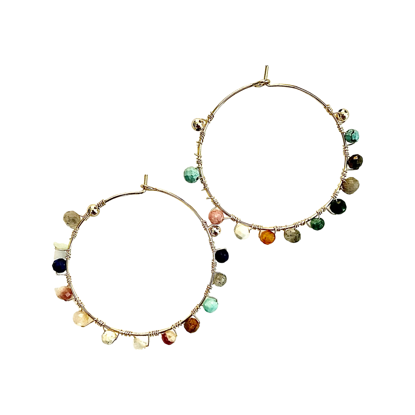 Wire Wrapped Gemstone Hoops